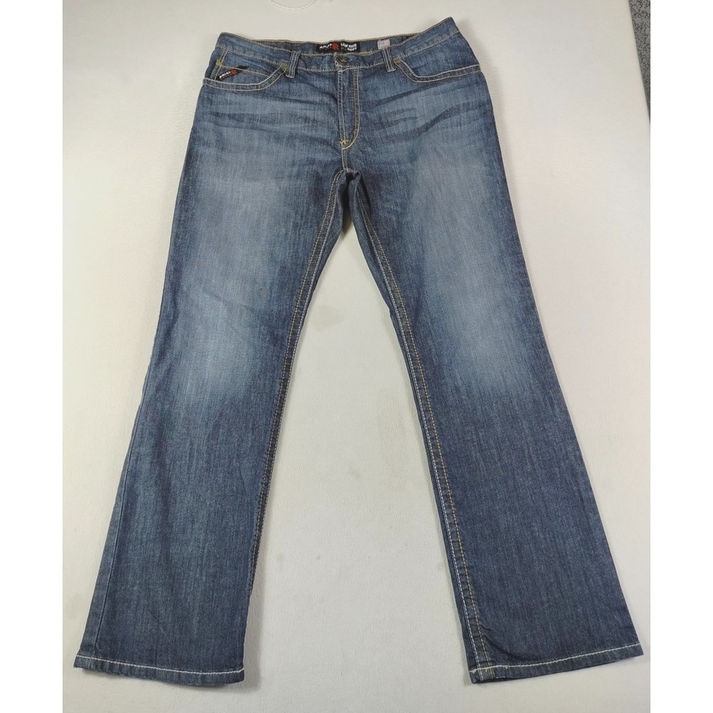 Ariat M4 Low Rise Boot FR Jeans Mens 38 Blue Relaxed Stretch Bootcut Workwear
